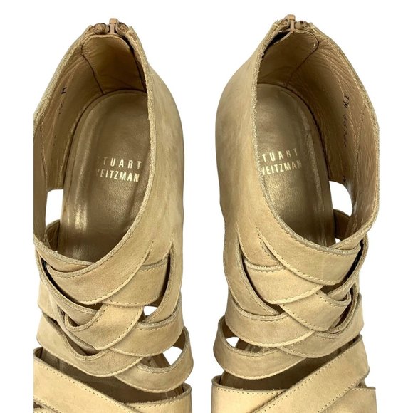 Stuart Weitzman Suede Platform Bootie Strappy Sandals Size 7.5 - Picture 8 of 12
